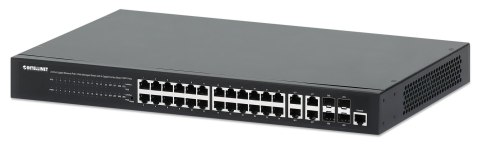 Switch zarządzalny Intellinet 24x 10/100/1000 Mbps PoE+ 370W+4x uplink Combo RJ45/SFP VLAN Rack 19"