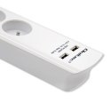 QOLTEC LISTWA ZASILAJĄCA ANTYPRZEPIĘCIOWA | 8 GNIAZD | 2 X USB | 1.8M | BIAŁA