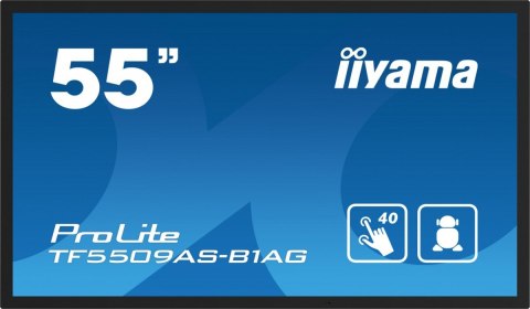 IIYAMA Monitor 55 cali TF5539AS-B1AG,IPS,4K,HDMIx2,DP,RJ45,3xUSB,2x10W, ANDROID,24/7,IP65