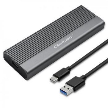 Obudowa zewnętrzna Qoltec do dysków M.2 SATA SSD NGFF USB-C szara