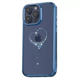 Etui silikonowe z kryształami Kingxbar Wish Series do iPhone 15 - niebieskie