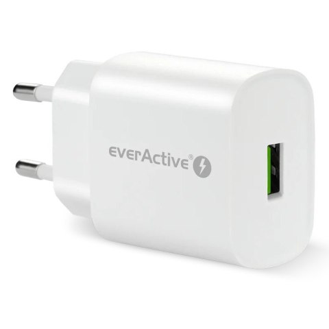 EverActive Ładowarka sieciowa 1X USB 18W QC3.0 Biała