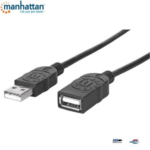 Kabel/przedłużacz Manchattan USB2.0 AM-AF 3m czarny