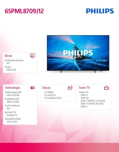 Philips Telewizor 65 cali MINILED 65PML8709/12