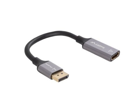 Lanberg Adapter Displayport(M)- HDMI(F)4K na kablu 20cm srebrny