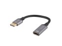 Lanberg Adapter Displayport(M)- HDMI(F)4K na kablu 20cm srebrny