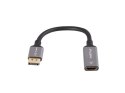 Lanberg Adapter Displayport(M)- HDMI(F)4K na kablu 20cm srebrny