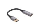 Lanberg Adapter Displayport(M)- HDMI(F)8K na kablu 20cm srebrny