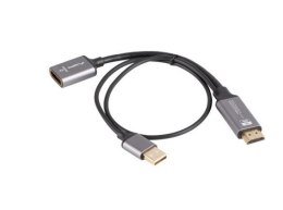 Lanberg Adapter HDMI(M)-Displayport(F)4K na kablu 20cm srebrny