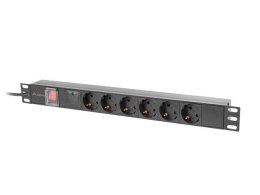 Lanberg Listwa zasilająca rack PDU 19 cali 1U 16A 6x230V schuko 2m czarna