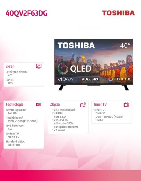 Toshiba Telewizor QLED 40 cali 40QV2F63DG