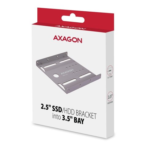 AXAGON RHD-125S Ramka metalowa do montażu 1x 2.5" HDD w pozycji 3.5", szary