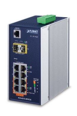 PLANET IGS-4215-4P4T2S łącza sieciowe Zarządzany L2/L4 Gigabit Ethernet (10/100/1000) Obsługa PoE Niebieski, Biały