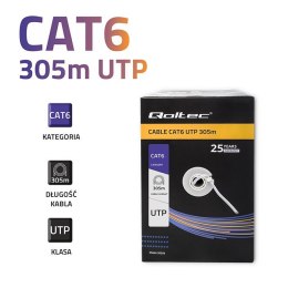 QOLTEC KABEL SIECIOWY SKRĘTKA UTP | CAT6 | 305M | PVC SZARY