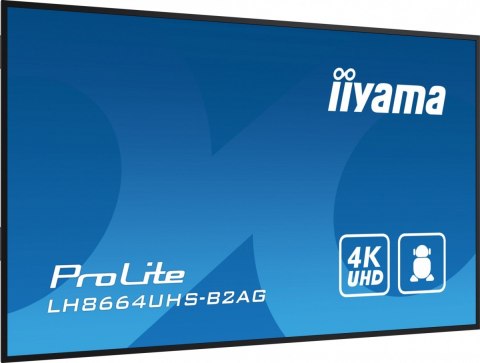 IIYAMA Monitor 86 cali LH8664UHS-B2AG,24/7,IPS,ANDROID.11,4K,3xHDMI,RJ45, 2xUSB,WiFi