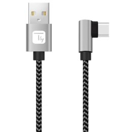 Kabel Techly USB 2.0 USB-A na USB-C kątowy 0,5m M/M 3A