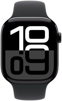 Apple Watch Series 10 GPS 46mm Jet Black Aluminium Case with Black Sport Band - M/L