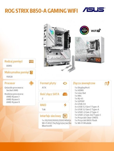 Asus Płyta główna ROG STRIX B850-A GAMING WIFI