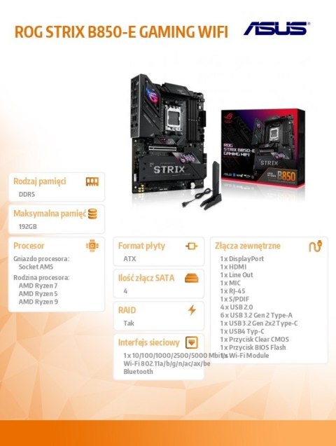 Asus Płyta główna ROG STRIX B850-E GAMING WIFI