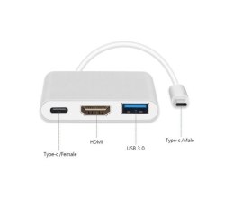 MACLEAN ADAPTER USB 3.1 C-HDMI 4K + USB 3.0 + USB C MCTV-840