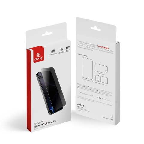 CRONG Hartowane szkło prywatyzujące iPhone 17 / iPhone 17 Pro / iPhone 16 Pro Privacy 3D Armour Glass