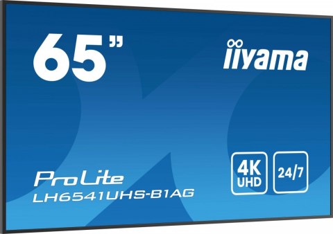 IIYAMA Monitor 65 cali LH6541UHS-B1AG VA,4K,24/7,LAN,USB,HDMI,500cd/m2, Haze(25%),2x10W,Pion/Poziom
