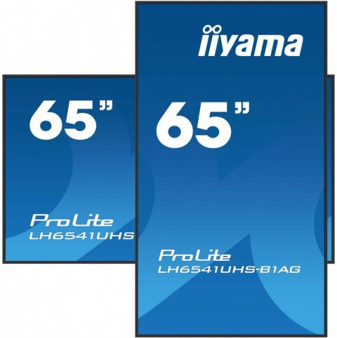 IIYAMA Monitor 65 cali LH6541UHS-B1AG VA,4K,24/7,LAN,USB,HDMI,500cd/m2, Haze(25%),2x10W,Pion/Poziom