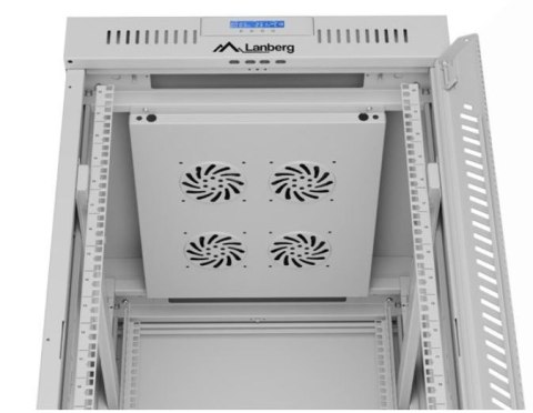 Lanberg Szafa stojąca rack 19 cali 22U 600x800 szara drzwi szklane LCD flack pack