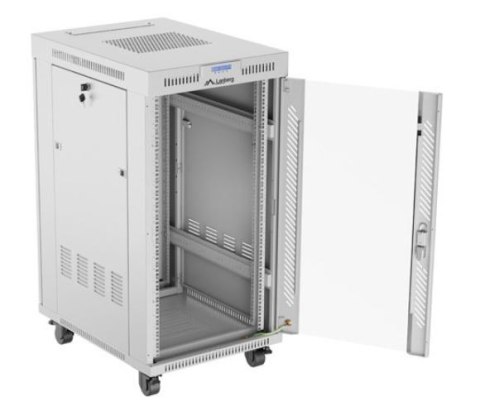 Lanberg Szafa stojąca rack 19 cali 22U 600x800 szara drzwi szklane LCD flack pack