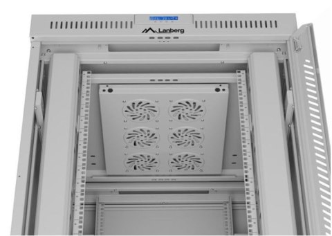 Lanberg Szafa stojąca rack 19 cali 42U 800x1000 szara drzwi szkalne flat pack