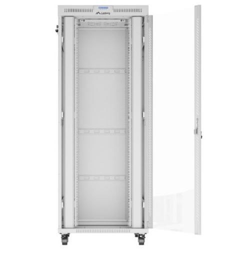 Lanberg Szafa stojąca rack 19 cali 42U 800x1000 szara drzwi szkalne flat pack