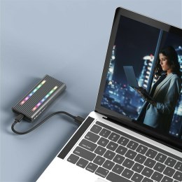 Qoltec 52272 Obudowa | kieszeń na dysk M.2 SSD | SATA | NVMe | RGB LED | USB-C | 4TB