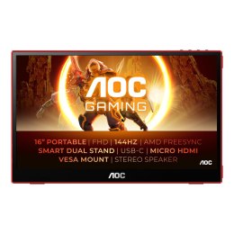 AOC 16G3 przenośny telewizor / monitor Przenośny monitor Czarny, Czerwony 39,6 cm (15.6