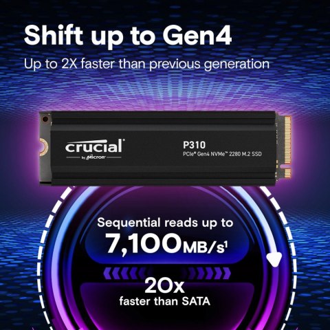 Crucial Dysk SSD P310 2TB M.2 NVMe PCIe 4.0 2280 radiator