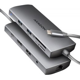 Axagon HMC-8HLSA stacja dokująca Przewodowa USB 3.2 Gen 1 (3.1 Gen 1) Type-C Szary