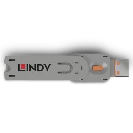 Lindy 40623 bloker portów Klucz blokady portu USB Typu-A Pomarańczowy Kopolimer akrylonitrylo-butadieno-styrenowy (ABS) 1 szt.