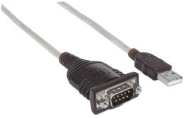 Manhattan 151856 kabel równoległy Srebrny 0,45 m USB A Serial/COM/RS232/DB9