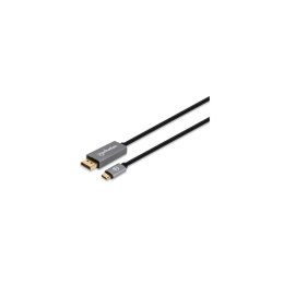 Manhattan 354851 adapter kablowy 3 m USB Type-C DisplayPort Czarny, Srebrny