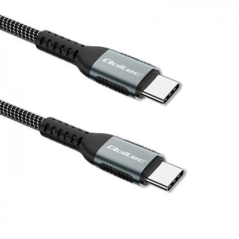 Kabel USB 2.0 typ C 100W PD QC 3.0 Qoltec 1,5 m czarno-biały