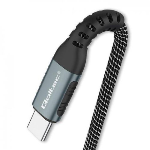 Kabel USB 2.0 typ C 100W PD QC 3.0 Qoltec 1,5 m czarno-biały