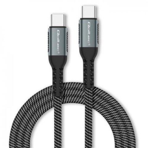 Kabel USB 2.0 typ C 100W PD QC 3.0 Qoltec 1,5 m czarno-biały