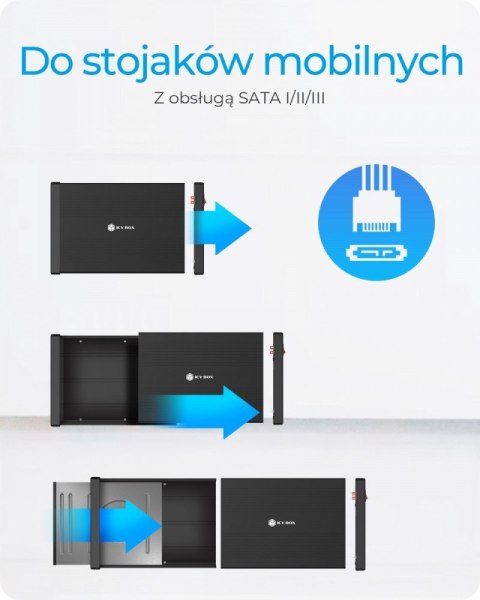 IcyBox Obudowa IB-525-U3 1x5,25 SATA DVD/Blue-Ray, czarna