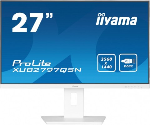 IIYAMA Monitor 27 cali XUB2797QSN-W2 IPS,QHD,USB-c Dock,HDMI,DP,PD-65W,2x2W, 4xUSB(3.2),300cd/m2,80M:1,sRGB:99%/5y/