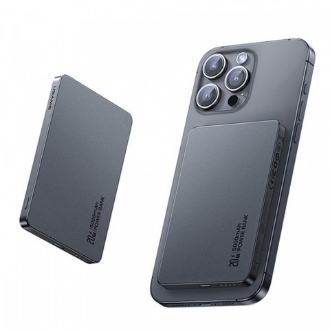 USAMS PowerBank 5000mAh 20W Indukcyjny Magsafe PD Fast Charge tytanowy