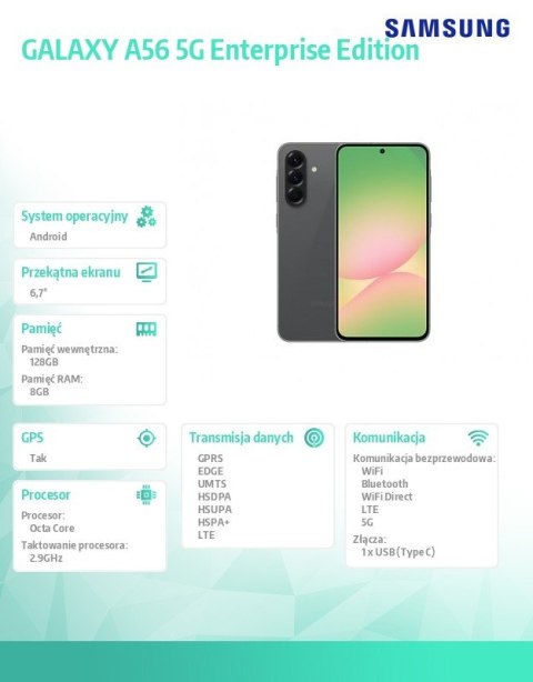 Samsung Smartfon Galaxy A56 5G 8/128GB Enterprise Edition grafitowy
