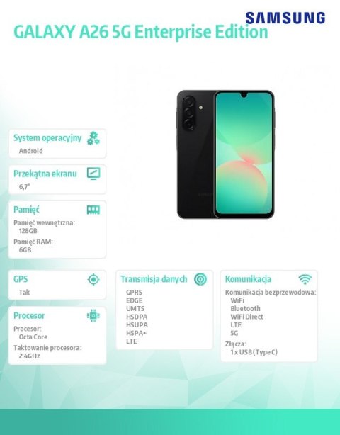 Samsung Smartfon Galaxy A26 5G 6/128GB Enterprise Edition czarny