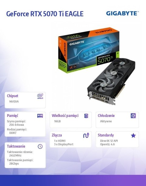 Gigabyte Karta graficzna GeForce RTX 5070 Ti EAGLE OC SFF 16G 256BIT GDDR7 3DP/HDMI