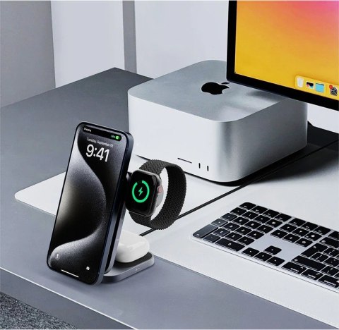 AUKEY LC-MC312 Slim 3w1 ładowarka bezprzewodowa MagSafe Qi2 15W + ładowarka PD 30W + Etui