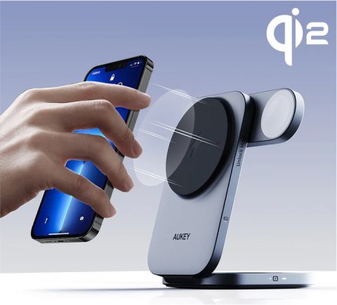 AUKEY LC-MC312 Slim 3w1 ładowarka bezprzewodowa MagSafe Qi2 15W + ładowarka PD 30W + Etui