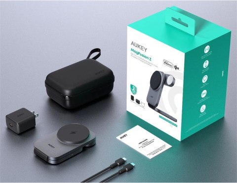 AUKEY LC-MC312 Slim 3w1 ładowarka bezprzewodowa MagSafe Qi2 15W + ładowarka PD 30W + Etui
